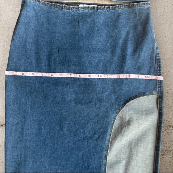 Denim Set High Waist Maxi Skirt Side Slit and cropped top Size M - Picture 7 of 13